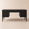 Mid Century Modern 162,5 cm rechteckiger schwarzer Holzschreibtisch mit 6 Schubladen