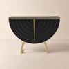 Modern Gold Console Table Sintered Stone Top Entryway Storage Cabinet with Doors