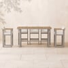 Tevara Teak Wood Modern Outdoor Bar Set Sand Frame & Warm White Cushion