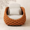 Woven Rope Outdoor Chair Cocaro Waterproof Yard & Patio Armchair in Orange with Cushion