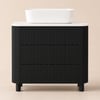 32" Fluted Freestanding Bathroom Vanity with Vessel Sink, 3-Drawers, Sintered Stone top