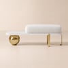 Upholstered Fleece Hallway Bench in White-Gold, 120 cm
