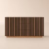 Aura 60" Walnut Faux Travertine Sideboard with Ash Wood Slatted Doors & LED Light