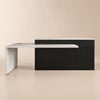 Modern 81"–106" Extendable Marble Pattern Kitchen Island with Doors & Drawers, Black