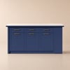 Modern 71" Sintered Stone Kitchen Island with Drawers & Cabinets, Blue