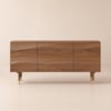 Lake 71" Walnut Wood Sideboard with Wavy 2 Doors & 2 Drawers