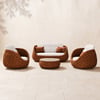 Cocaro 4-Piece Outdoor Rope Weave Swivel Sofa Set with Coffee Table in Orange