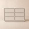 Haloa Modern 47" 6-Drawer Matte Warm White Chest of Drawers with Light and Charging Station
