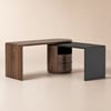 Scrivania Angolare Girevole 152 cm Executive Nera e Noce con Cassetti