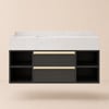 Modern 1001 mm Floating Single Bathroom Vanity with Sink in Black, Sintered Stone Top