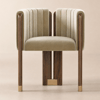 Upholstered Velvet Channel Tufted Barrel Armchair with Wooden Legs