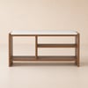 1010mm Wood Shoe Storage Entryway Bench Leather Upholstered