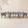 11-Piece Outdoor Extendable Dining Set with Aluminium Table and 10 Woven Chairs in Gray