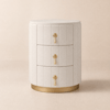 Sintered Stone Top 3-Drawer Round Velvet Bedside Table