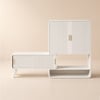 37" Warm White Shoe Storage Fluted Entryway Cabinet, Left Hand