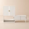 37" Warm White Shoe Storage Fluted Entryway Cabinet, Right Hand