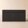 Mid-Century Modern 72" Glossy Sintered Stone Top Kitchen Island with Storage, Black