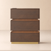 Lumio Walnut 3-Drawer Narrow LED Bedside Table with Charging Station
