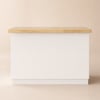 50" Japandi Style Wood Kitchen Island with Multi-Storage and LED Light Natural & White