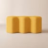 Modern Yellow Entryway Bench Boucle Upholstered Molecule Ottoman Wooden Frame