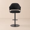 Modern Swivel Boucle Bar Stool in Black with Height Adjustment and Matt Black Base, Set of 1