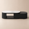 Extendable Ribbed Velar Coffee Table with Sintered Stone Top and Storage, 1200 mm - 1700 mm