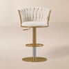 Modern Warm White & Gold Velvet Adjustable Bar Stool with Swivel, 2 Pieces