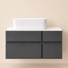 Modern 80 cm Floating Single Bathroom Vanity with Stone Resin Top, Ceramic Basin