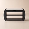 32" Solid Wood Black Shoe Storage Entryway Bench with Shoe Rack