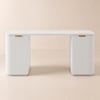 Modern 64" Rounded Edge White Sintered Stone Desk with Dual Storage