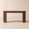 Aura 60" Console tafel van essen fineer met gevlamd walnoot en gesinterd stenen blad