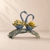 360mm Blue & Gold Simulation Couple Swan Sculpture Art Ornament Table Statue Decor