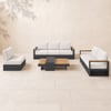 Tevara Convertible Outdoor Sectional Sofa Set with Teak & Aluminum Frame, Gray & White