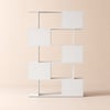 Bibliothèque étagère à porte coulissante blanc chaud de 72,8 pouces, 5 étagères, haute, grand espace de rangement