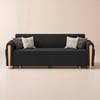 Moderno 208 cm Queen Sofá-Cama Conversível de 3 Lugares em Linho com Armazenamento