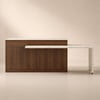2050mm-2680mm Extendable Walnut Kitchen lsland with Doors&Drawers Marble Pattern Top