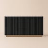 Aura 60" Black Faux Travertine Sideboard with Ash Wood Slatted Doors & LED Light