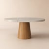 Japandi 100 - 140 cm Extendable Round-to-Oval Wood Dining Table–Concrete Grey, Seats 4–6