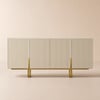 Grovyn 63" Ivory Glossy Sintered Stone Sideboard with Fluted & Adjustable Shelves