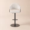 Modern Swivel Boucle Bar Stool in Warm White with Height Adjustment and Matt Black Base, Set of 1