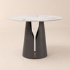 Round Dining Table with Sintered Stone Top and Black Carbon Steel Base for 2 People, 1000 mm