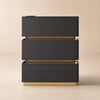 Lumio Black 3-Drawer Narrow LED Bedside Table with Charging Station