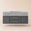 Modern 39" Black Floating Single Bathroom Vanity with Sintered Stone Top and Sink