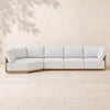 4-Piece Outdoor Teak & Aluminium Sectional Sofa Set with Chaise for 4 in Light Gray