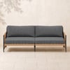 Ropipe Woven Rope Outdoor Sofa 3-Seater Sofa with Dark Gray Polyester Pillow Cushion