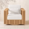 Flutera Modern Outdoor Sculptural Fluted 360-Degree Swivel Accent Chair in Natural