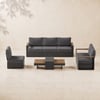 Tevara Convertible Outdoor Sectional Sofa Set with Teak & Aluminium Frame, Grey