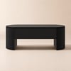Moderner ovaler höhenverstellbarer Couchtisch in Schwarz mit Rillen, 120 cm