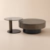 Modern 81 cm Rond Goud & Zwart 2-delige Nesting Salontafelset met gehard glazen blad