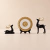 3PCS Black Deer Figurine with Decorative Plate Set Luxury Resin Animal Sculptures